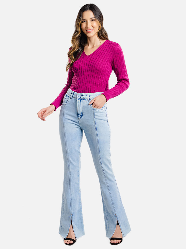 Calca-Feminina-Bootcut-com-Fenda---Azul-
