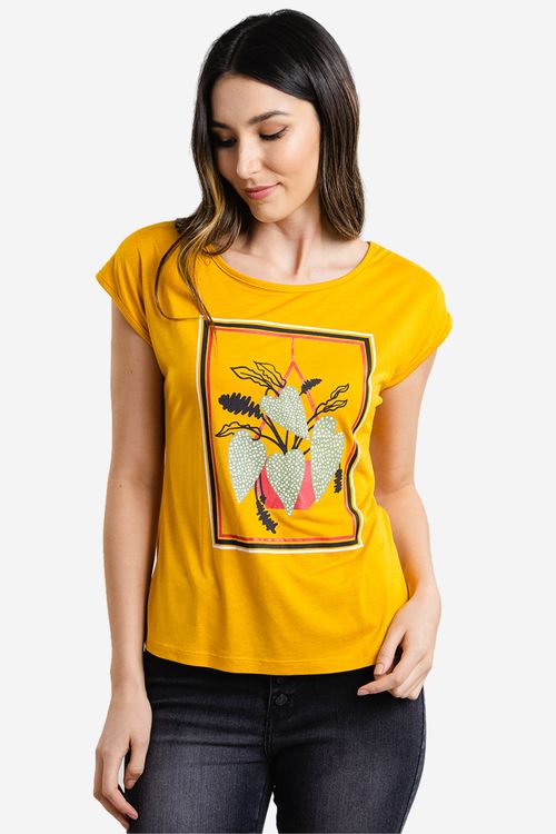 Blusa Feminina Folhagens - Amarelo
