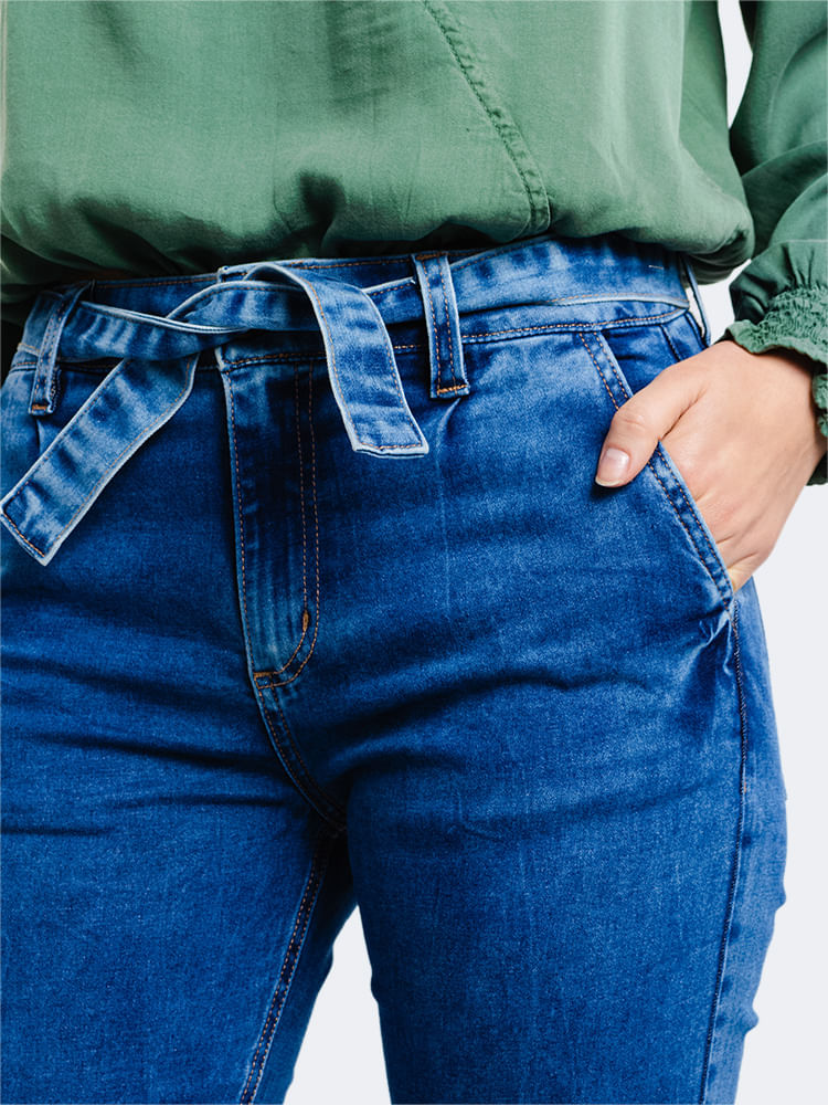 Calca-Feminina-Jeans-Skinny-com-Cinto---Azul