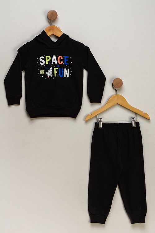 Conjunto Infantil Masculino Moletom Space Fun - Preto