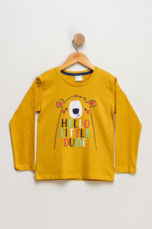 Camiseta Infantil Masculino Urso - Amarelo