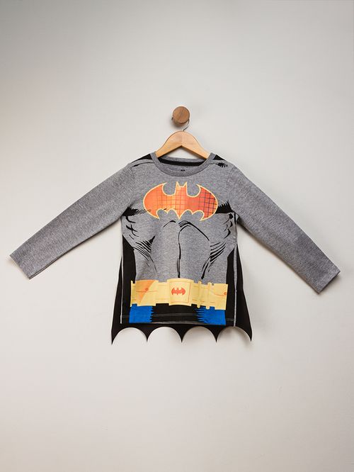Camisa Infantil Masculino Batman Capa - Cinza