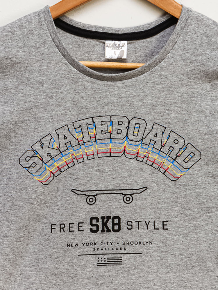 Camiseta-Juvenil-Masculino-Skate-Board---Cinza