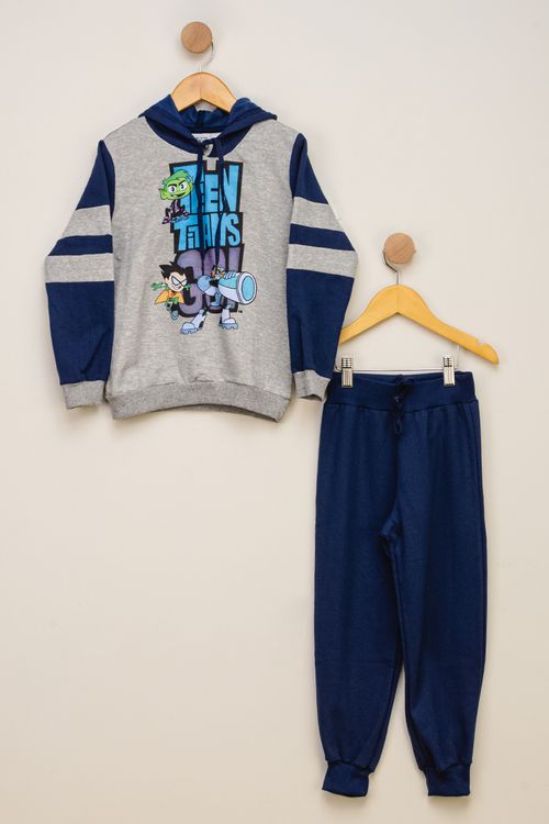 Conjunto Infantil Masculino Moletom Jovens Titas - Cinza