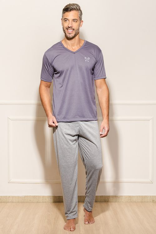 Pijama Masculino Raquetes - Cinza