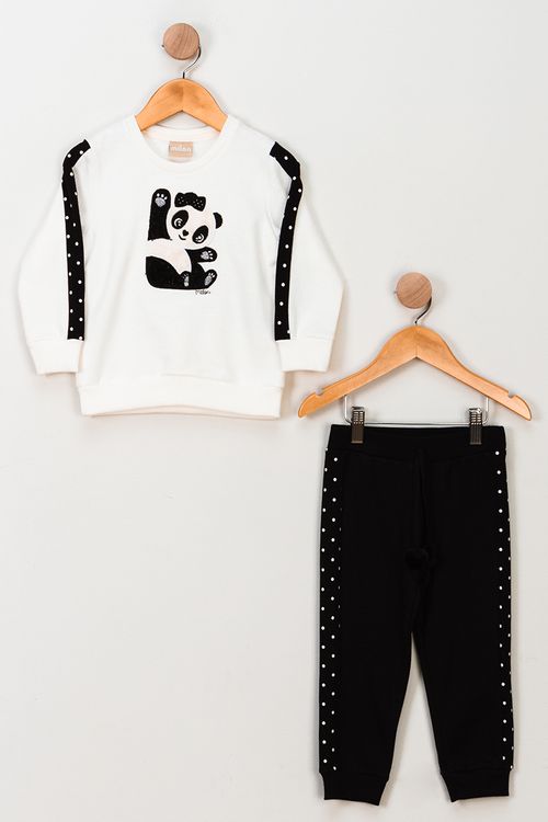 Conjunto Infantil Feminino Panda - Branco