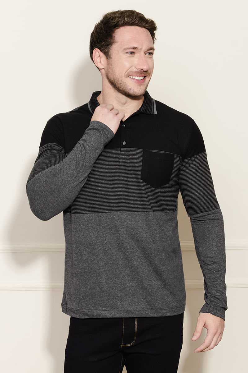 Camisa-Polo-Masculina-Manga-Longa---Preta