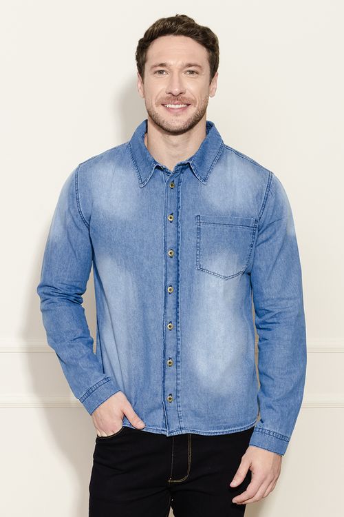 Camisa Masculina Jeans Vizzy Jeans - Azul