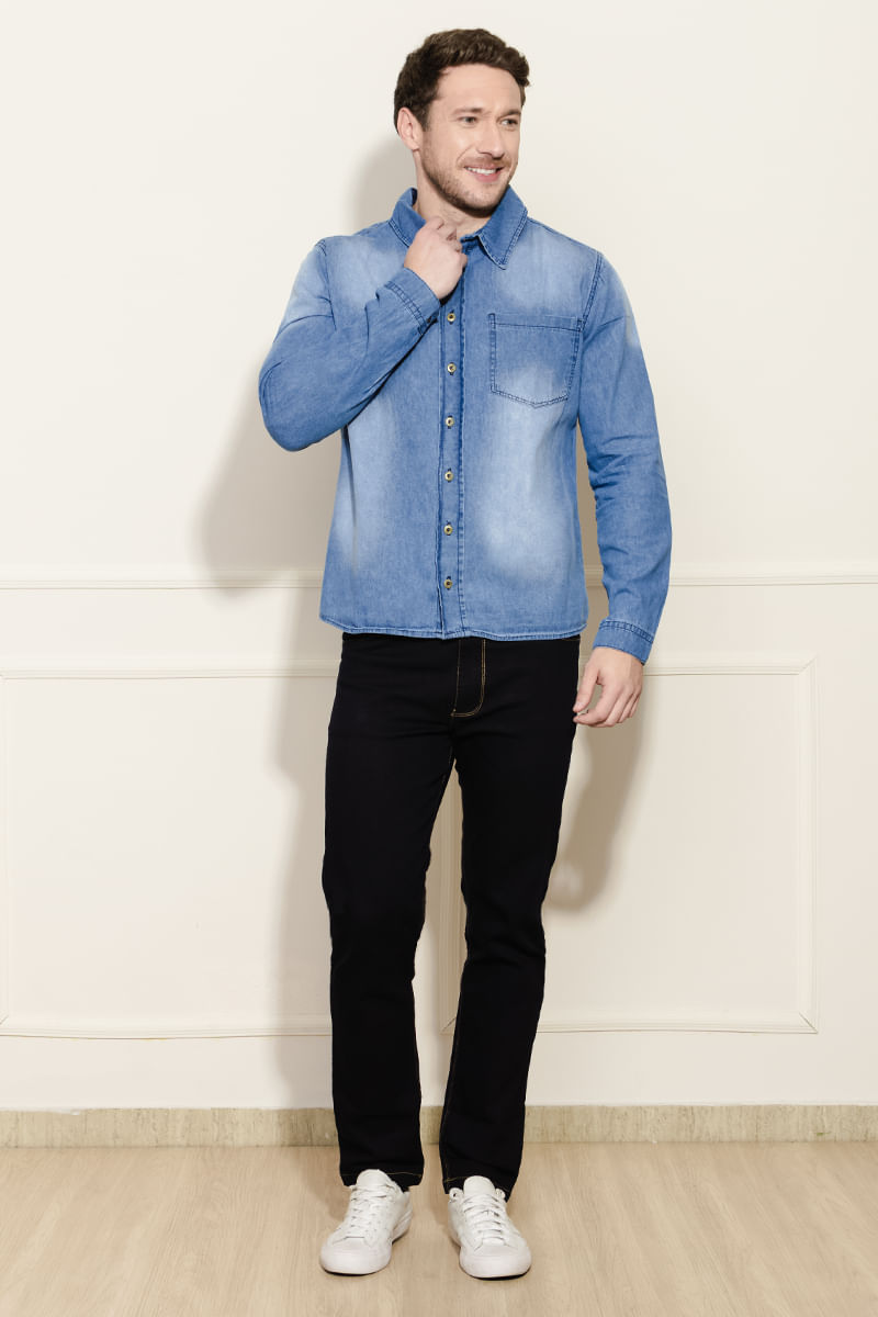 Camisa-Masculina-Jeans---Azul