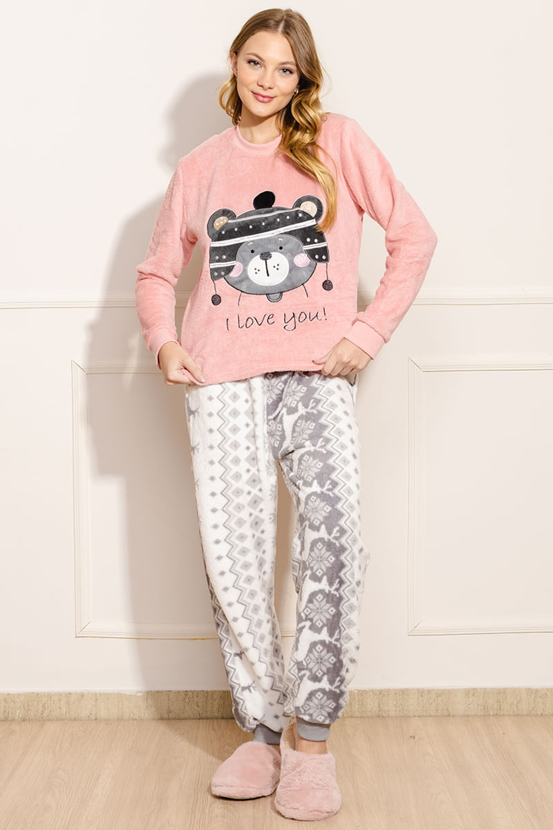 Pijama-Feminino-Urso---Rosa