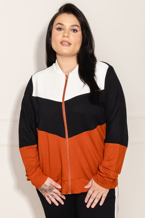 Casaco Plus Size Fleece Bege Com Capuz