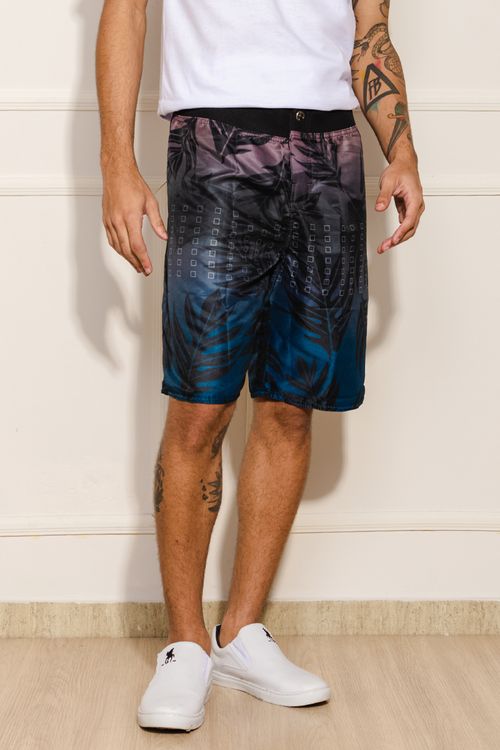 Bermuda Masculina Tactel Folhagens Nicoboco