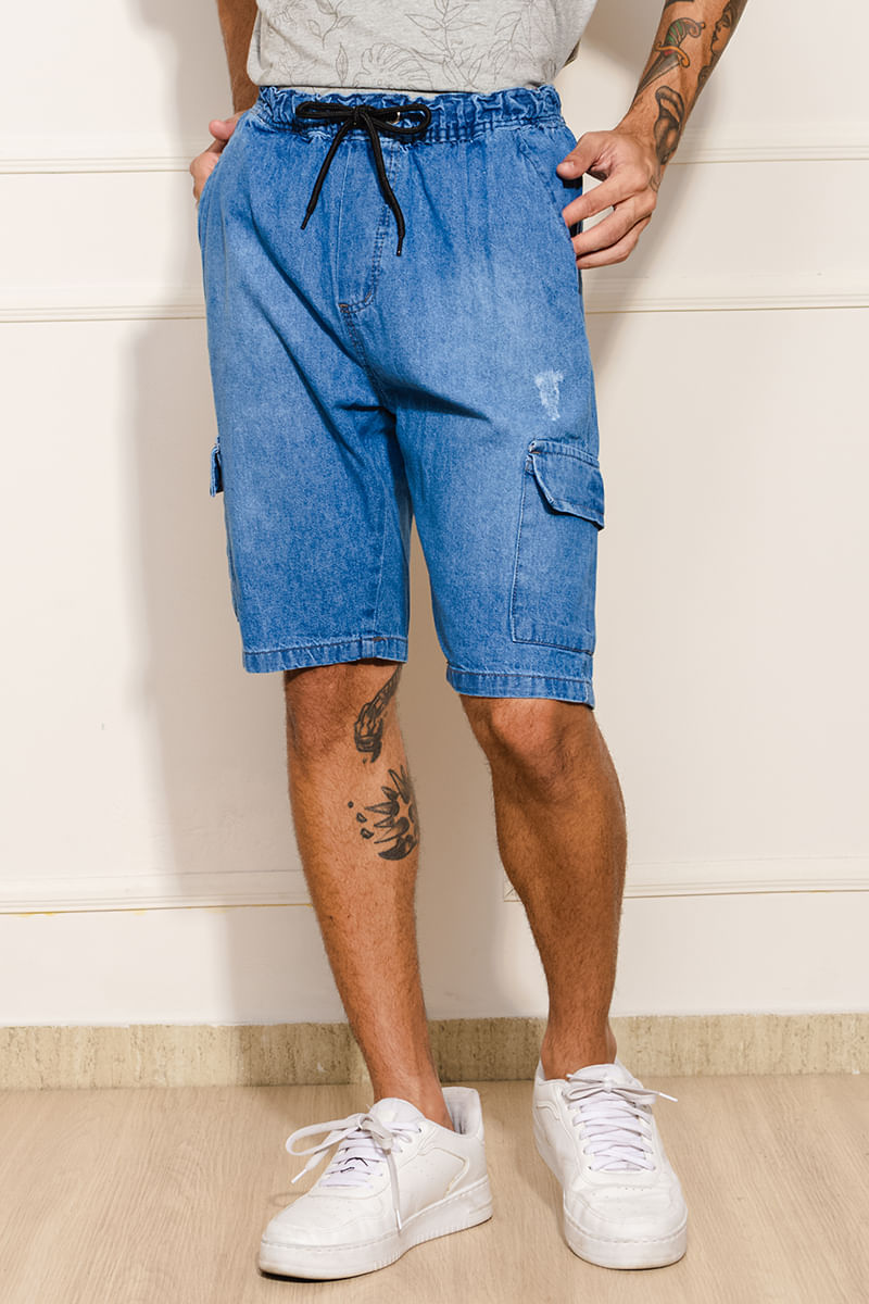 Bermuda-Masculina-Jeans-Cargo