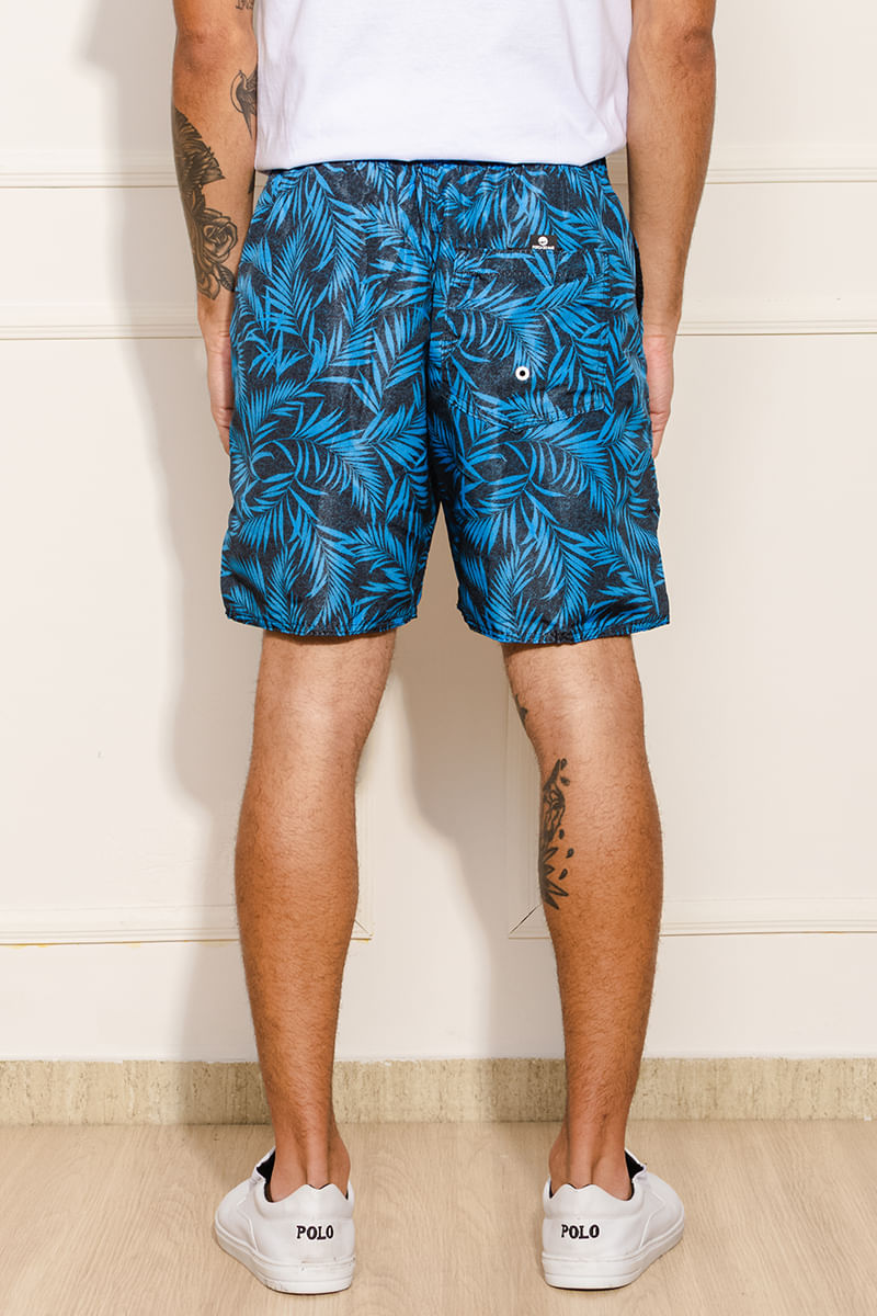 Bermuda-Masculina-Tactel-Folhagens---Azul