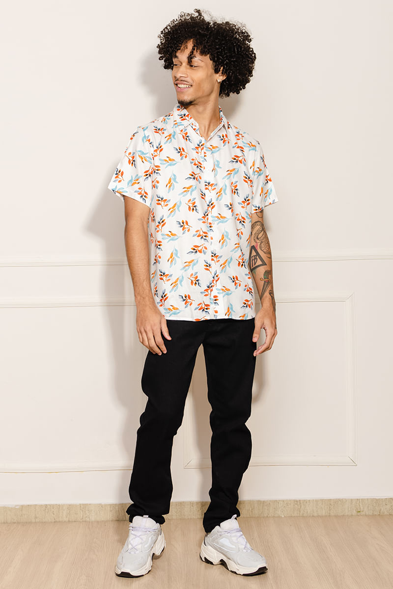 Camisa-Masculina-Viscose-Folhagens---Branco
