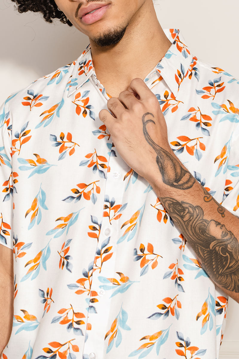 Camisa-Masculina-Viscose-Folhagens---Branco