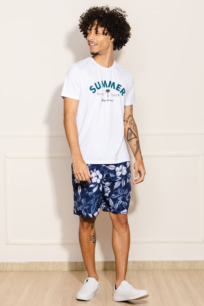 Bermuda-Masculina-Tactel-Floral---Azul