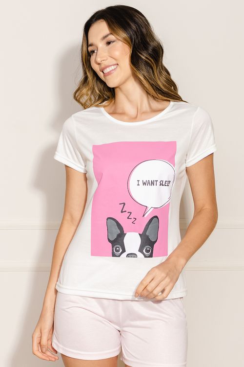 Pijama Bulldog I Want Sleep Feminino
