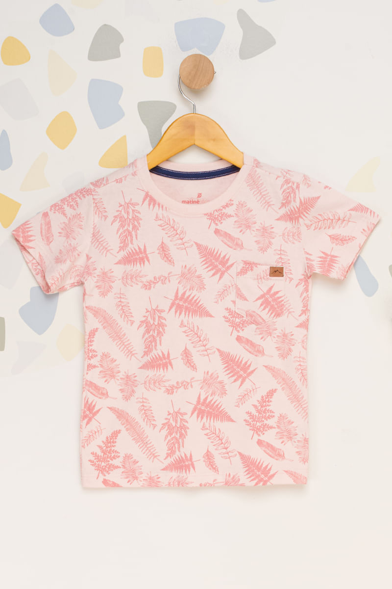 Camiseta-Infantil-Masculina-Folhagens---Rosa