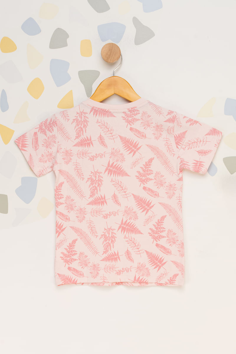 Camiseta-Infantil-Masculina-Folhagens---Rosa