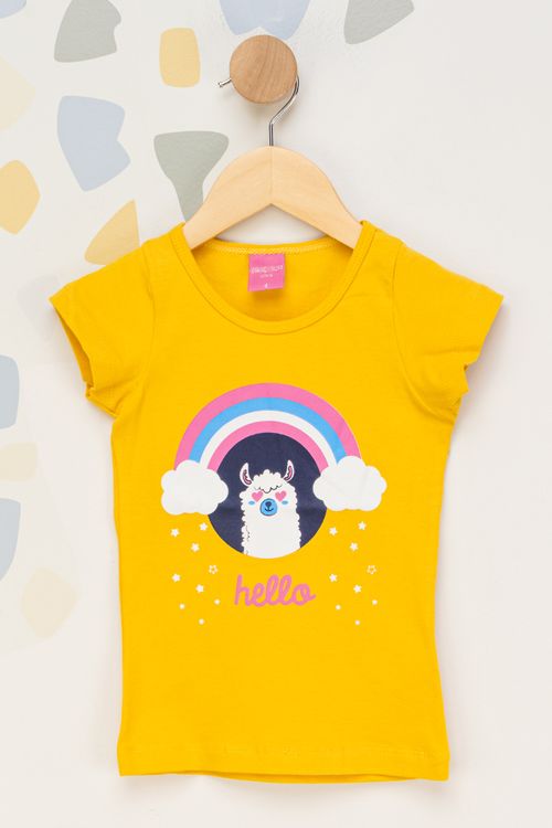 Blusa Infantil Feminina Lhama - Amarelo