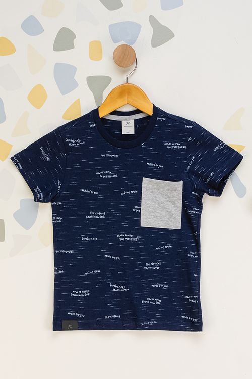 Camiseta Infantil Masculina Bolso Frontal