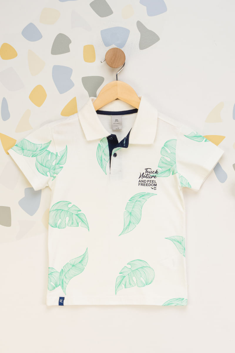 Camisa-Polo-Infantil-Folhagens---Branco