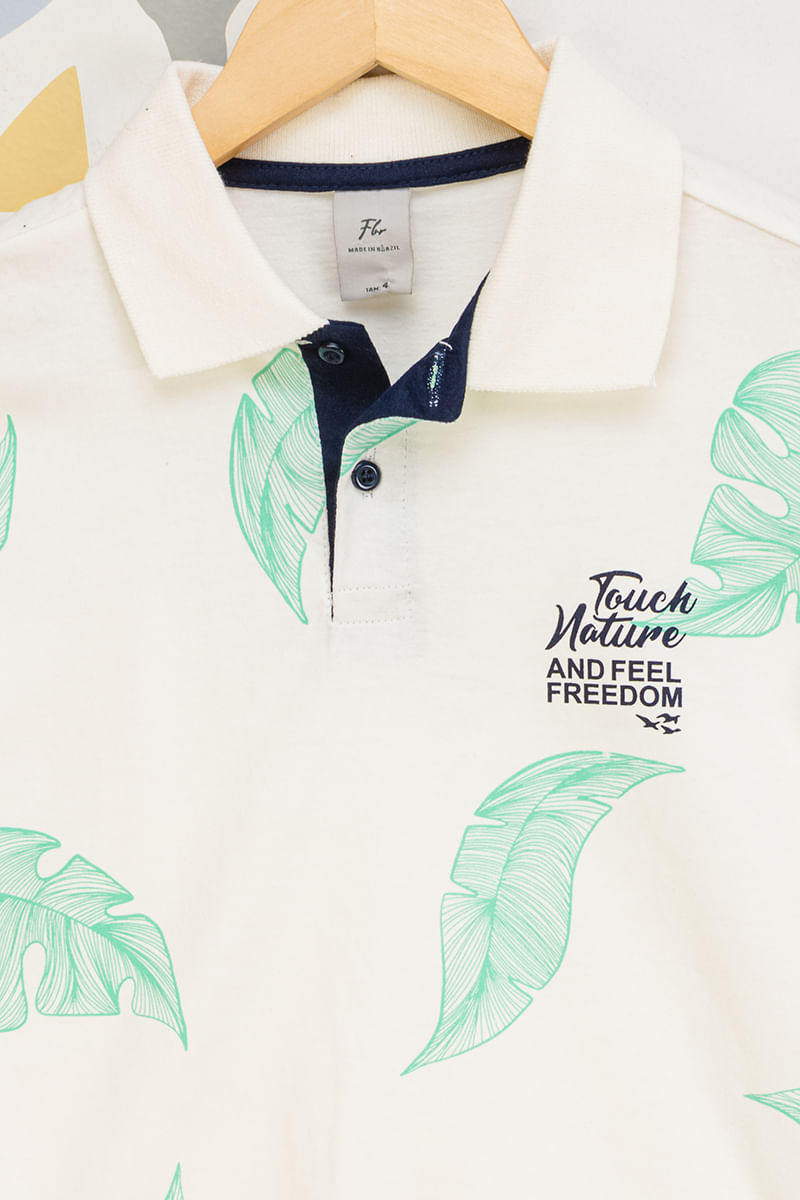 Camisa-Polo-Infantil-Folhagens---Branco