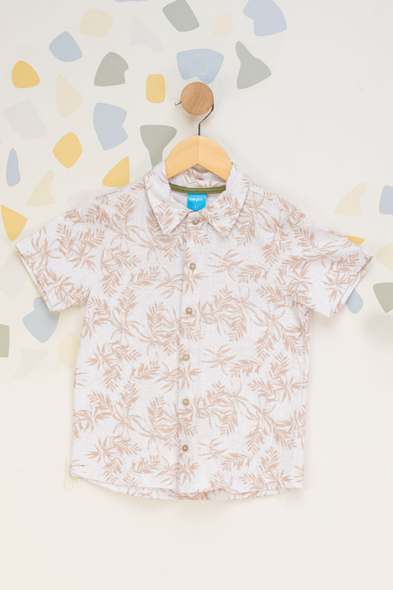 Camisa-Infantil-Masculina-Folhagens---Bege