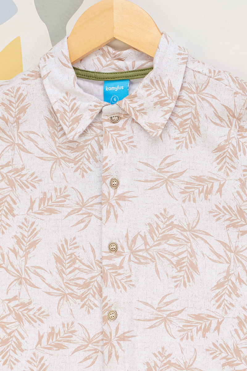 Camisa-Infantil-Masculina-Folhagens---Bege