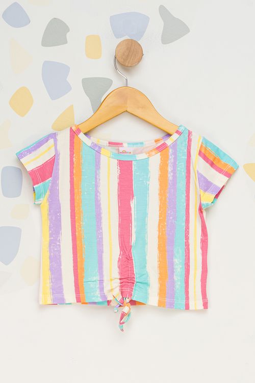 Blusa Manga Curta Multicolorido Infantil