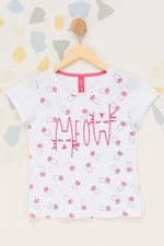 Camiseta-Infantil-Feminina-Meow---Branco