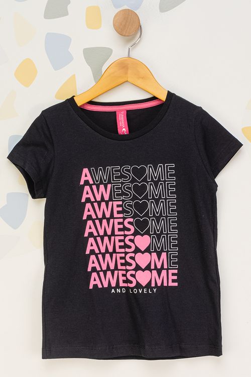 Camiseta Juvenil Feminina Awesome  - Preto