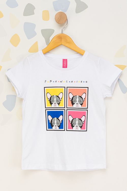 Camiseta Juvenil Feminina Bulldog - Branco