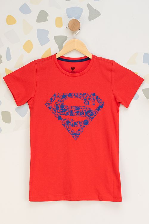 Camiseta Juvenil Masculina Super Homem - Vermelho