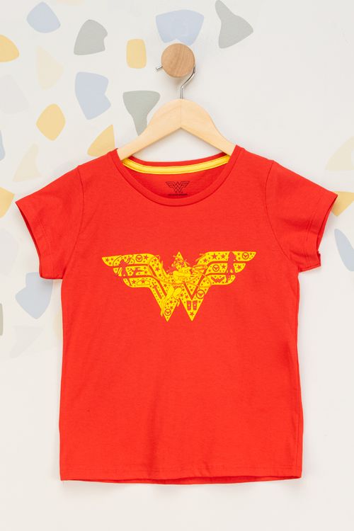 Camiseta Juvenil Masculina Mulher Maravilha - Vermelho