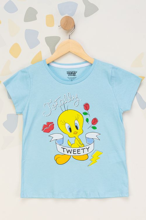 Camiseta Juvenil Feminina Piu Piu - Azul
