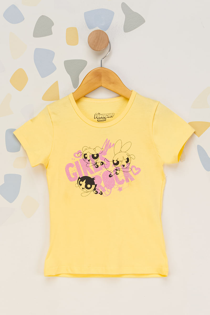 Camiseta-Infantil-Feminina-Meninas-Super-Poderosas---Amarelo