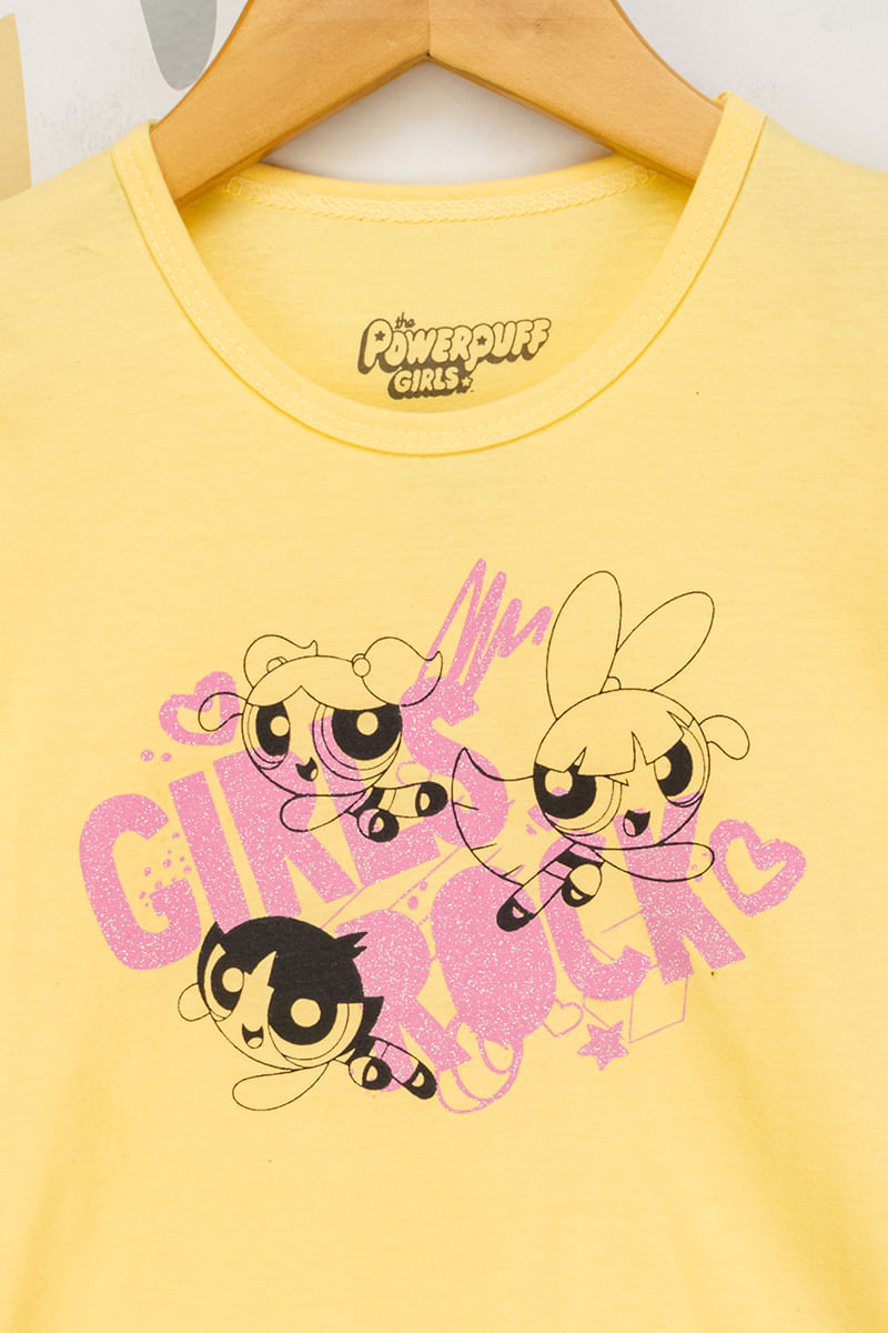 Camiseta-Infantil-Feminina-Meninas-Super-Poderosas---Amarelo