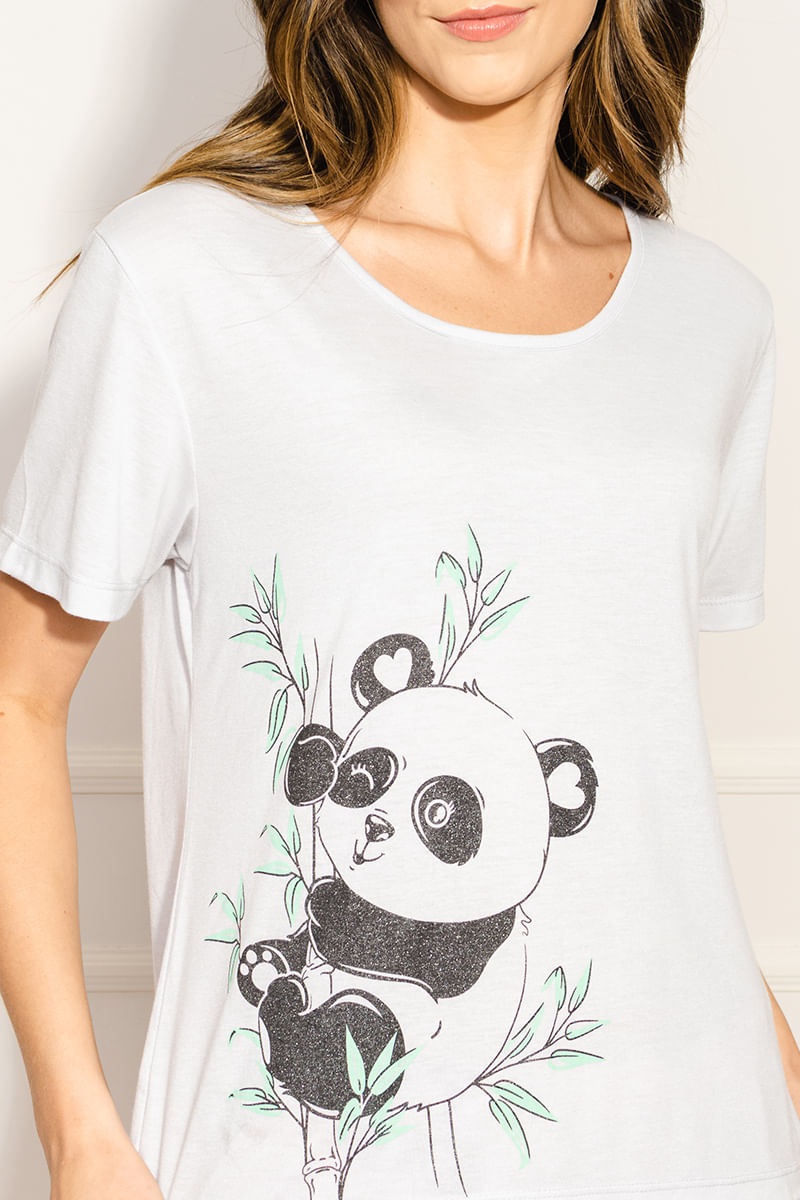 Pijama-Feminino-Panda---Cinza
