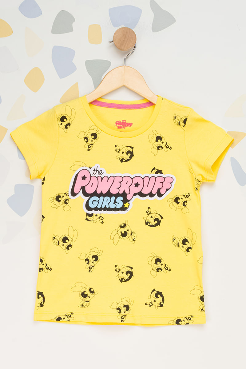 Camiseta-Infantil-Feminina-Super-Poderosas---Amarelo