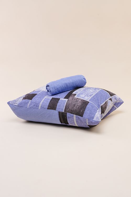 Jogo de Cama Casal Quadriculado - Azul