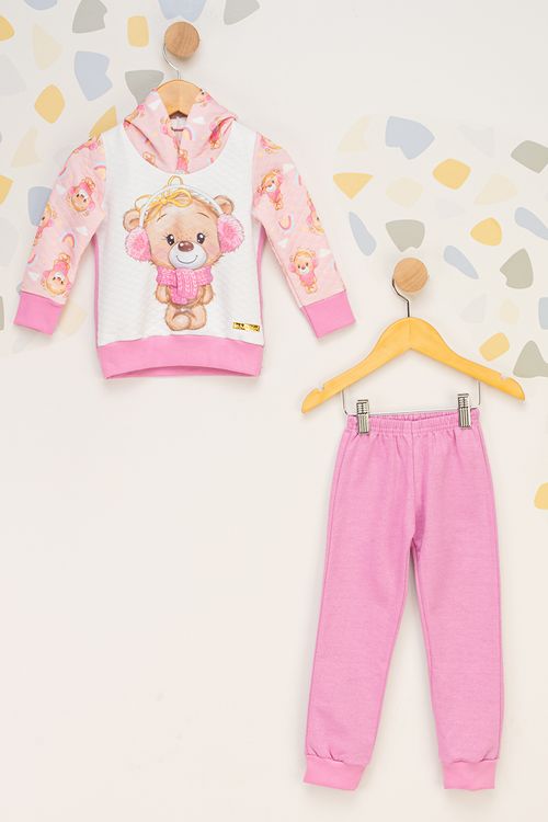 Conjunto Infantil Feminino Ursinho Com Fone