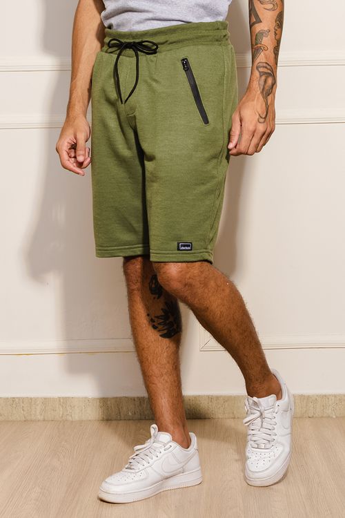 Bermuda Masculina Moletom Bolso com Zíper