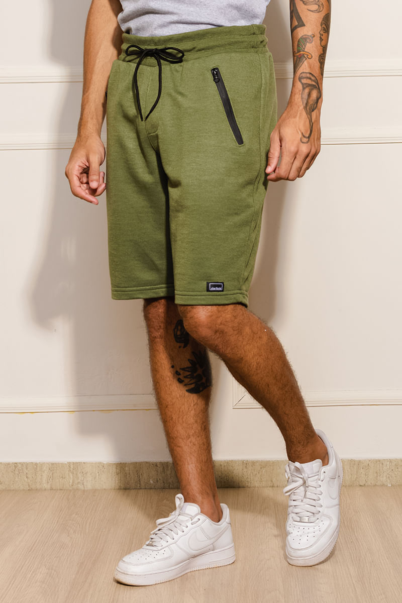 Bermuda-Masculina-Moletom-Bolso-com-Ziper---Verde-