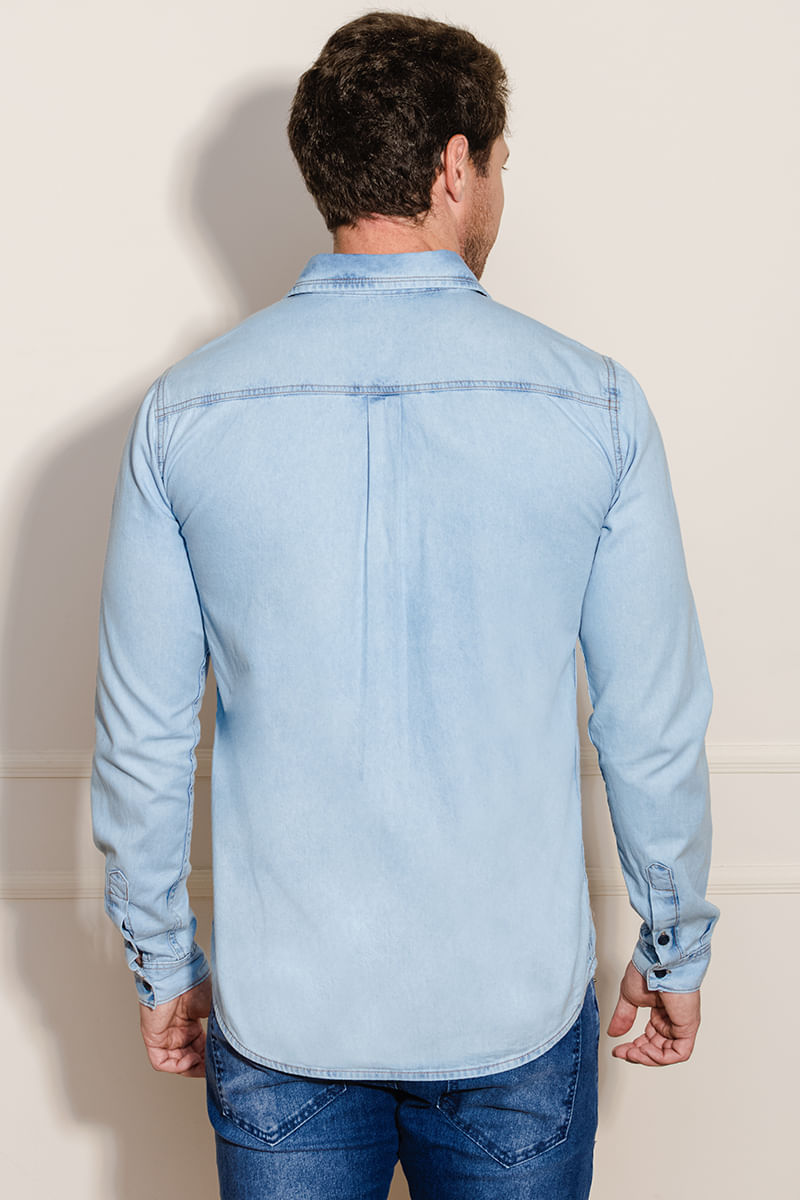 Camisa-Masculina-Jeans-Bolsos---Azul