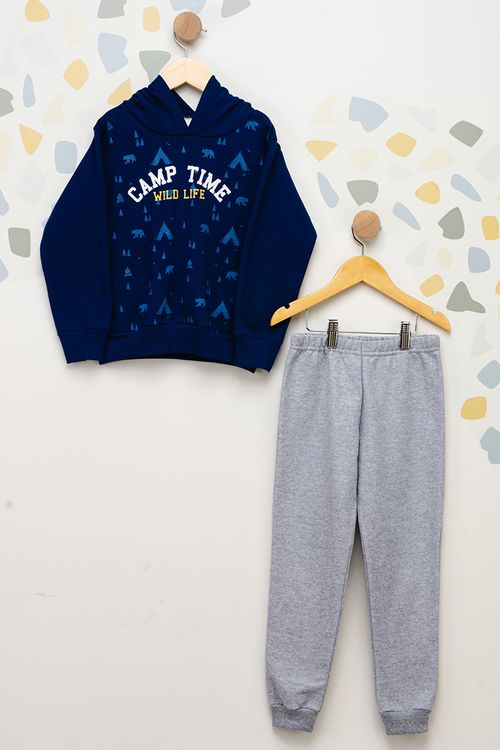 Conjunto Moletom Camp Time Infantil - Azul