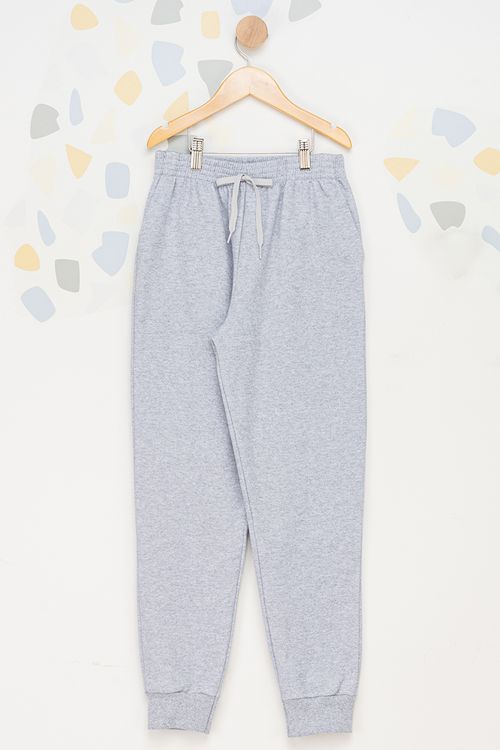 Calça Jogger Moletom Juvenil - Cinza