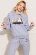 Casaco-Feminino-Moletom-Cachorros---Cinza