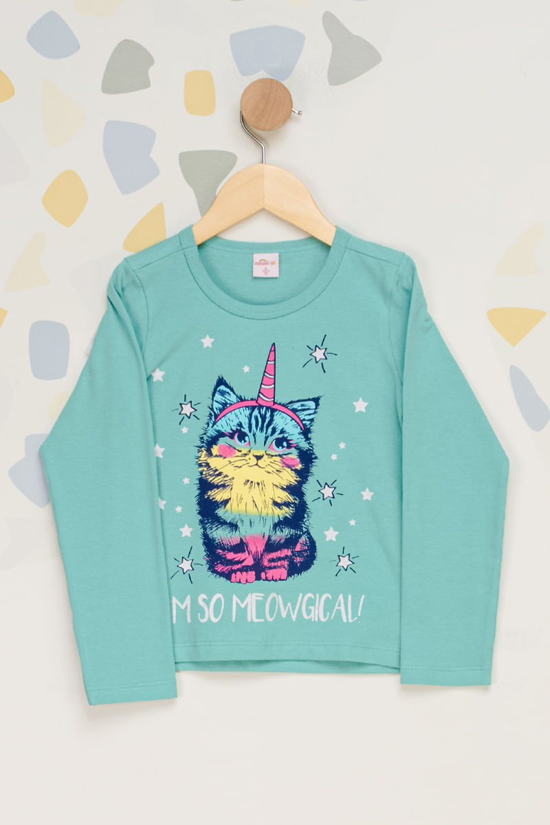 Blusa-Infantil-Feminina-Gatocornio---Verde